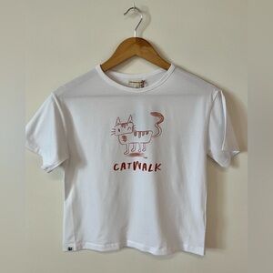 The Sunday Collective Kids Size 10-11 Catwalk Graphic Tee Shirt White NWT Unisex